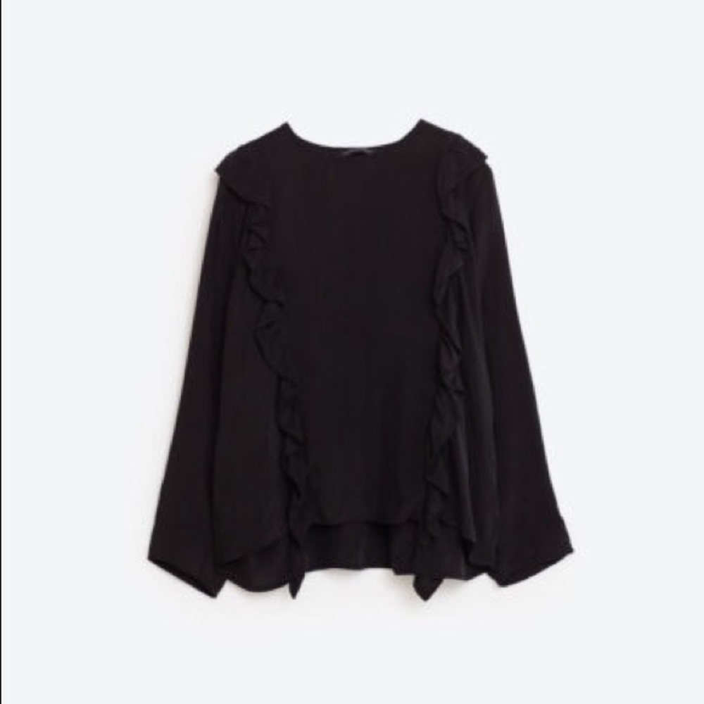 Zara ruffle long sleeve blouse